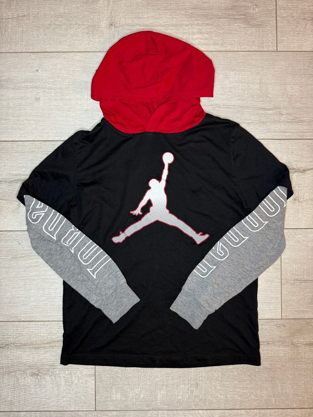 Jordan Youth Jumpman Layered Long Sleeve Pullover Hoodie (Medium 10-12)